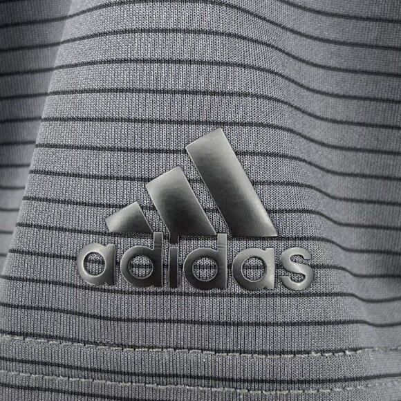 Adidas Mens Golf Polo Shirt 2XL XXL Striped Gray & Black Short Sleeve - Picture 4 of 8